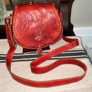 Bed Stu Leather Half Moon Crossbody Shoulder Bag Scarlet Red MSRP $245